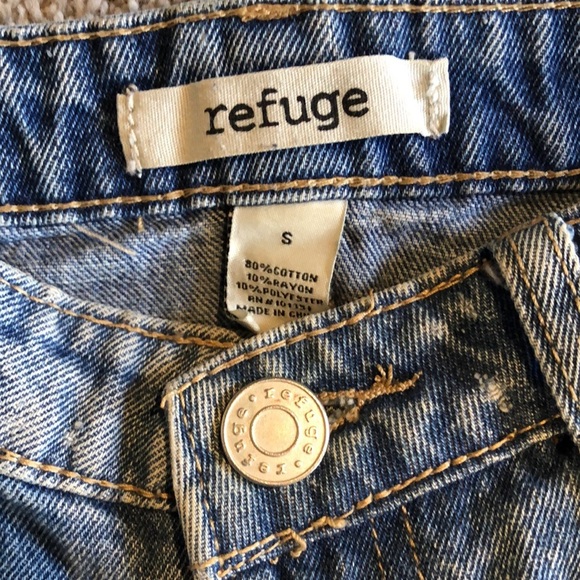 Refuge denim jean Mini skirt distressed frayed edge S - Picture 4 of 5